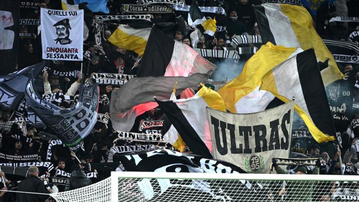 Udinese fans and flags